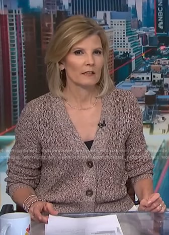 Kate’s brown v-neck cardigan on NBC News Daily
