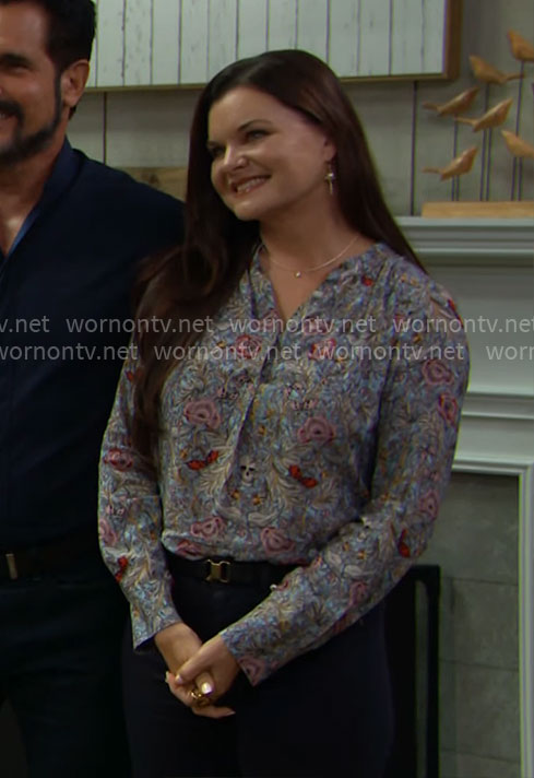 Katie’s floral top on The Bold and the Beautiful