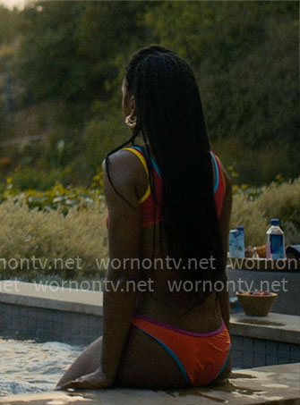 Keisha’s red contrast trim bikini on Forever