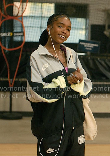 Keisha’s black colorblock tracksuit on Forever