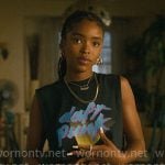 Keisha’s Daft Punk top and grey shorts on Forever