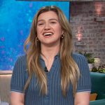 Kelly’s blue ribbed polo dress on The Kelly Clarkson Show