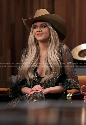 Kelsea Ballerini’s lurex paisley sheer maxi dress on The Voice