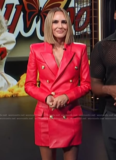 Keltie’s pink leather double breasted jacket on E! News