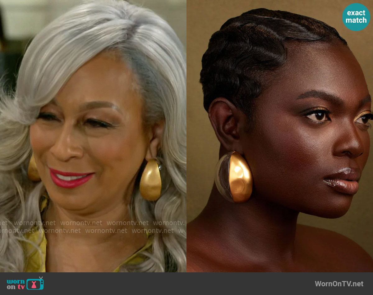 Khoi Maey Earrings in Large / Gold worn by Anita Dupree (Tamara Tunie) on Beyond the Gates