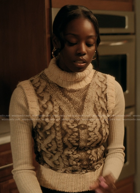 Kiesha’s knit vest on The Chi