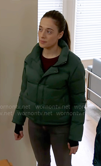 Kim’s green puffer jacket on Chicago PD