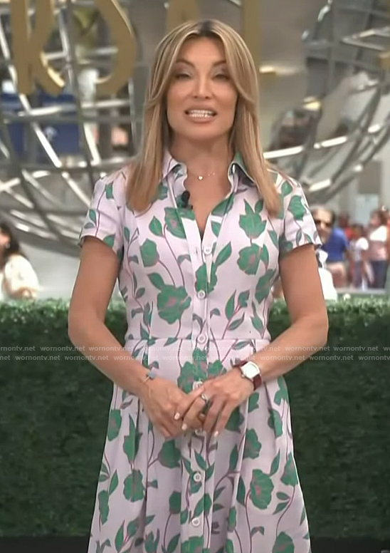 Kit’s pink floral print shirtdress on Access Hollywood