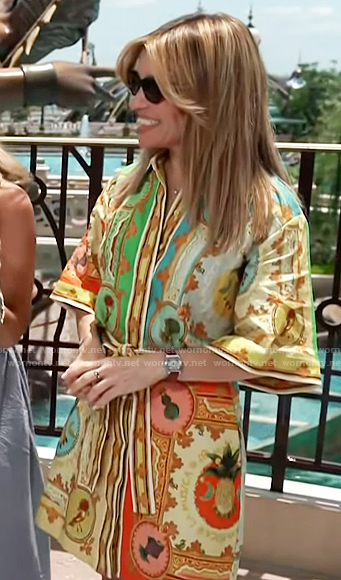 Kit’s patchwork print belted dress on Access Hollywood