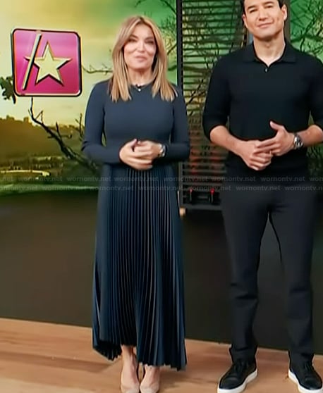 Kit’s mixed media pleated dress on Access Hollywood