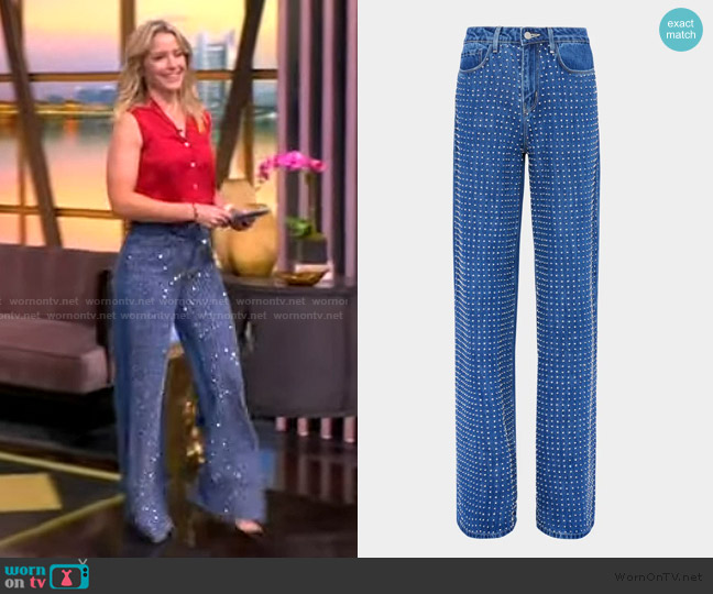 L'Agence Quincy Embellished High-Rise Wide-Leg Jeans worn by Sara Haines on The View