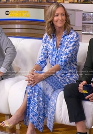 Lara’s blue floral maxi shirtdress on Good Morning America