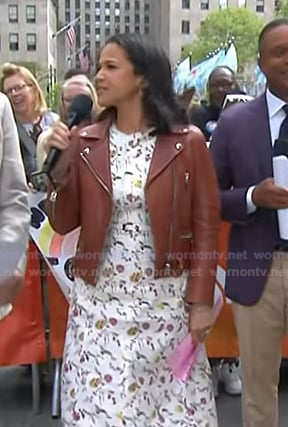 Laura’s brown leather moto jacket on Today