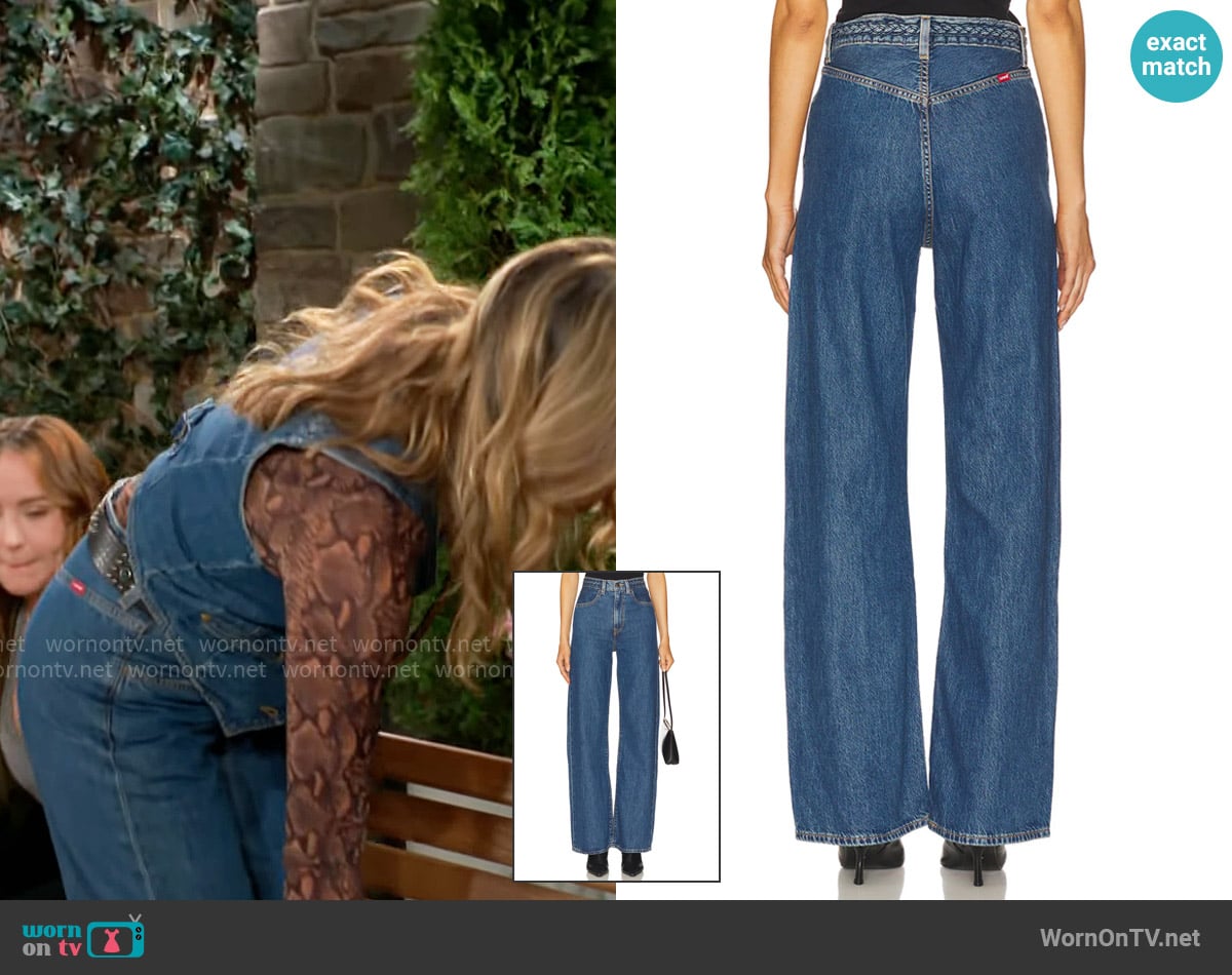 Levis Ribcage Wide Leg Braided Jeans worn by Tessa Porter (Cait Fairbanks) on The Young and the Restless