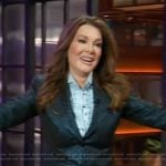 Lisa Vanderpump’s metallic navy blazer on The Kelly Clarkson Show