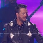 Luke Bryan’s black starburst leather jacket on American Idol