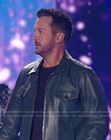 Luke Bryan’s green leather jacket on American Idol