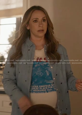 Maddie’s blue heart embroidered shirt on 9-1-1