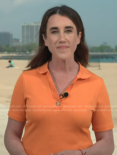 Maggie Vespa’s orange polo top on NBC News Daily