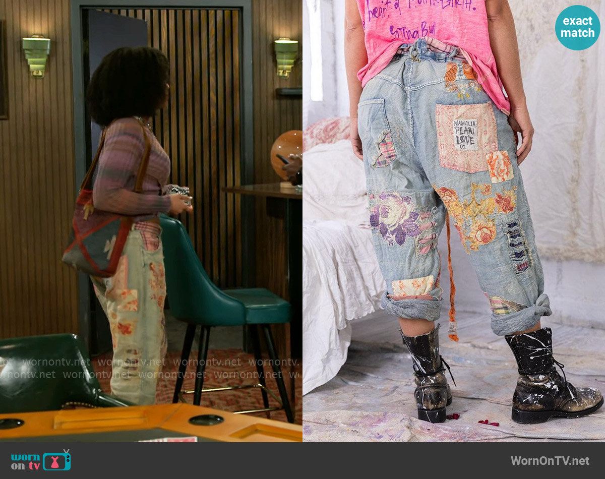 Magnolia Pearl Linen Funk N' Junk Miner Pants worn by Eva Thomas (Ambyr Michelle) on Beyond the Gates