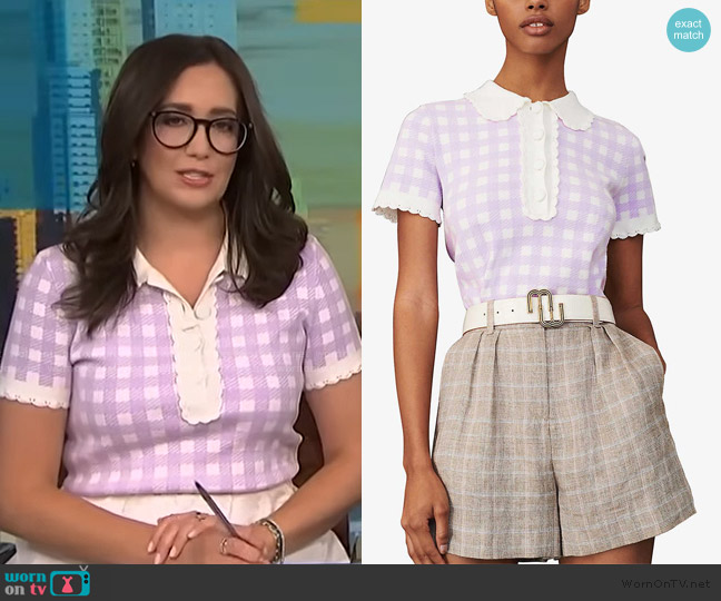 Maje Parma Violet Micro Jacquard Knit Polo Shirt worn by Savannah Sellers on NBC News Daily
