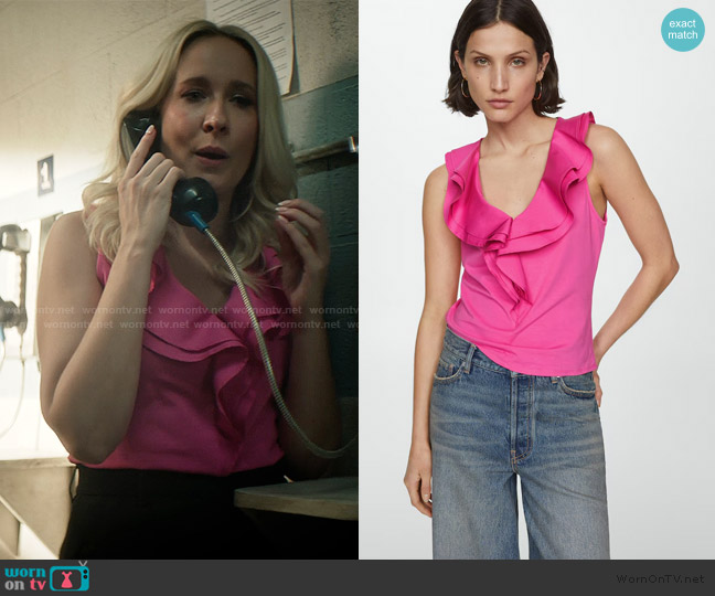 Mango Ruffled cotton top worn by Maddie Lockwood (Anna Camp) on You