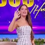 Marin Morris’s white polka dot strapless mini dress on The Jennifer Hudson Show
