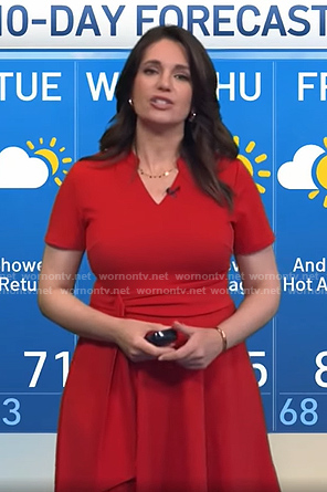 Maria’s red v-neck short sleeve dress on Today