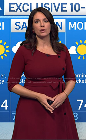 Maria’s burgundy button detail dress on Today