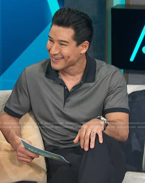 Mario’s gray contrast polo on Access Hollywood
