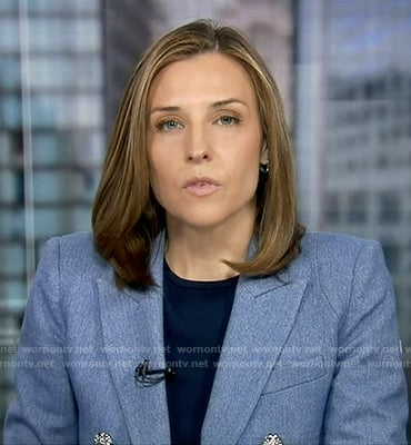 Mary’s blue blazer with silver buttons on Good Morning America