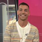 Matt Rogers’ rainbow stripe mesh cardigan on Today