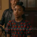 Mara’s navy strawberry print top on 9-1-1
