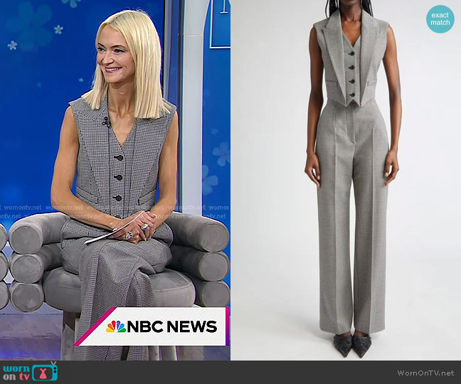 McQueen Houndstooth Wool & Mohair Vest worn by Zanna Roberts Rassi on Today