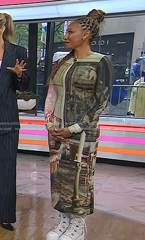 Mel B’s print long sleeve dress on Today
