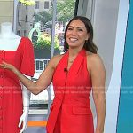 Melissa Garcia’s red halter vest and wide-leg pants on Today