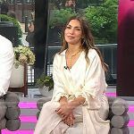 Melissa Garcia’s white draped wrap dress on Today