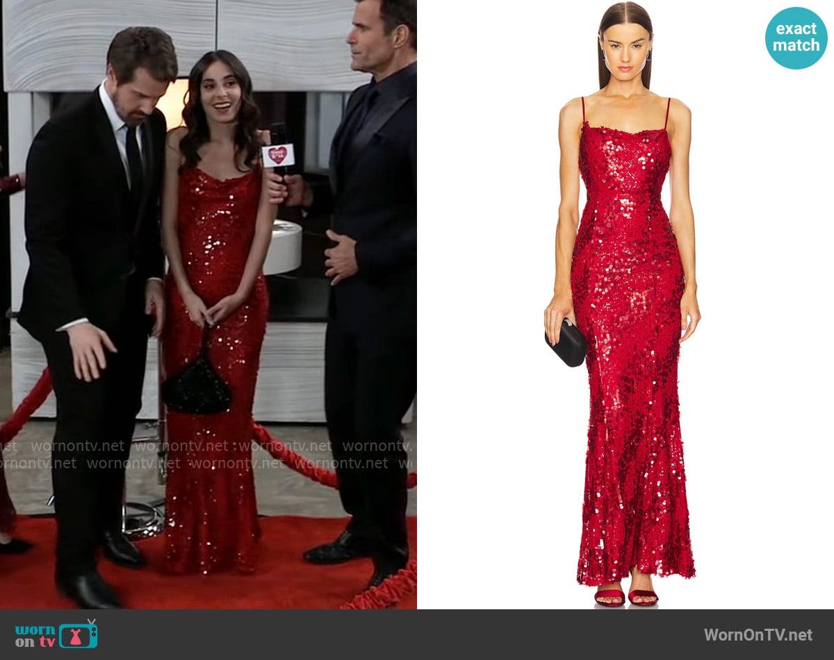Michael Costello x Revolve Marlene Gown worn by Molly Lansing-Davis (Kristen Vaganos) on General Hospital