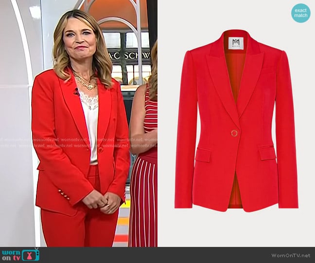 Milly Avery Cady Blazer in Red worn by Savannah Guthrie on Today