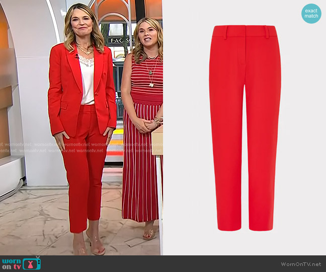 Milly Nicola Cady Pants in Red worn by Savannah Guthrie on Today