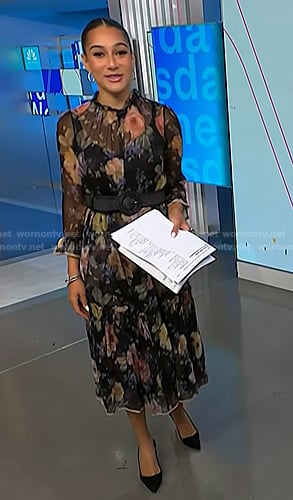 Morgan’s black floral chiffon dress on NBC News Daily