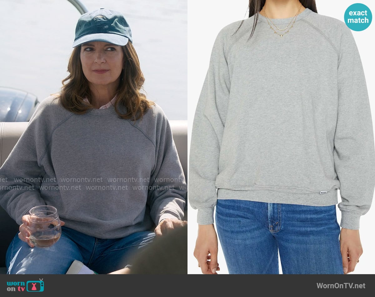 Mother The Biggie Concert Sweatshirt in Heather Grey worn by Kate (Tina Fey) on The Four Seasons