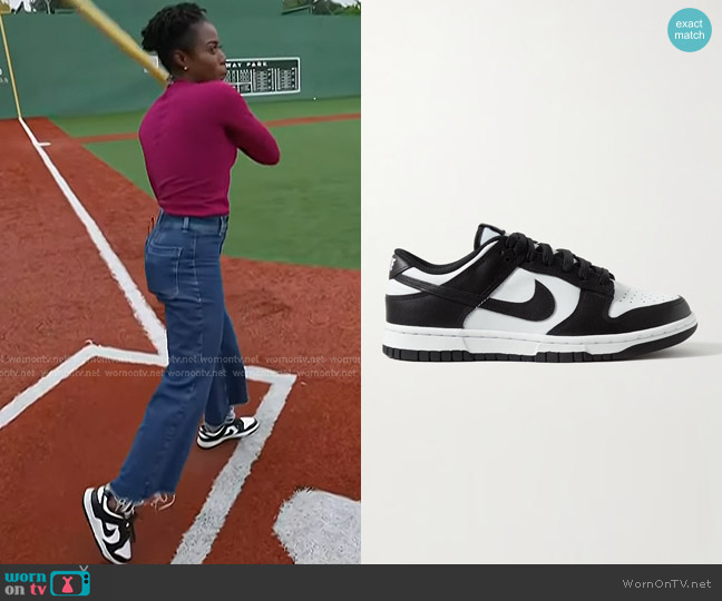 Nike Dunk Low Sneakers in White Black worn by Priscilla Thompson on Today
