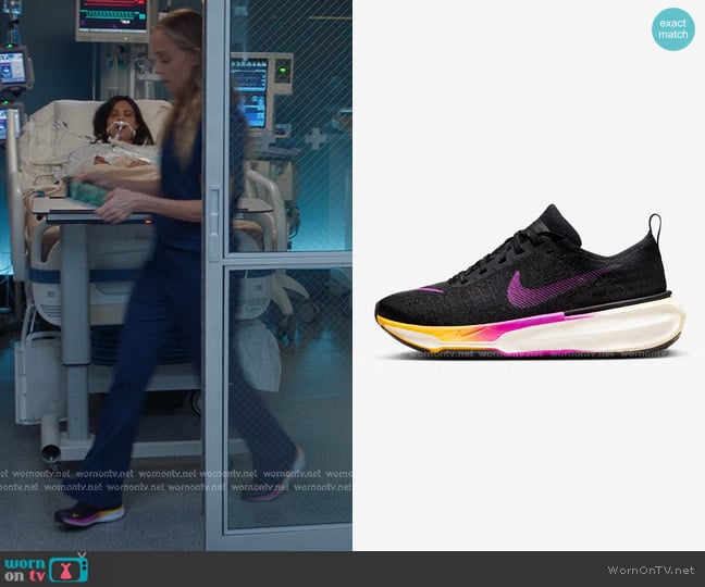 Nike Invincible 3 Road Running Shoes in Black Hyper Violet worn by Teddy Altman (Kim Raver) on Greys Anatomy