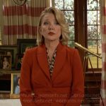 Nikki’s orange wrap front suit on The Young and the Restless