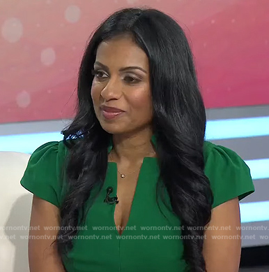 Niro Feliciano’s green v-neck cap sleeve dress on Today