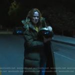 Olivia’s green padded coat on The Studio