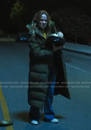 Olivia’s green padded coat on The Studio