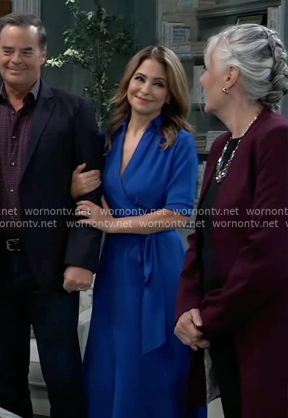 Olivia’s blue wrap midi dress on General Hospital