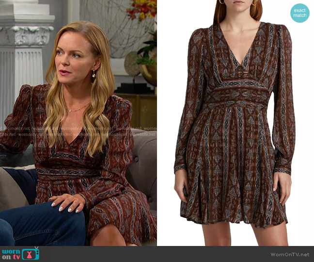 Paige Bucatini Silk-Blend Minidress in Landslide Multi worn by Belle Brady (Martha Madison) on Days of our Lives